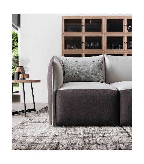 Minkštas kampas KUBIK 204x213 baltas/rudas