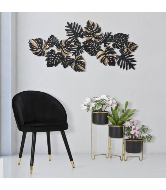 Dekoracija FERRO DARK LEAF 133x63 juoda