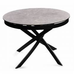 Išskleidžiamas stalas FIORE Ø110(155)x75 šviesiai pilkas / juoda koja