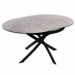 Išskleidžiamas stalas FIORE Ø110(155)x75 šviesiai pilkas su rudu / juoda koja