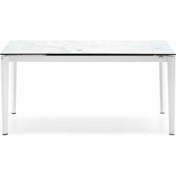 Išskleidžiamas stalas PENTAGON 130(180)x90 white alpi marble/matt optic white