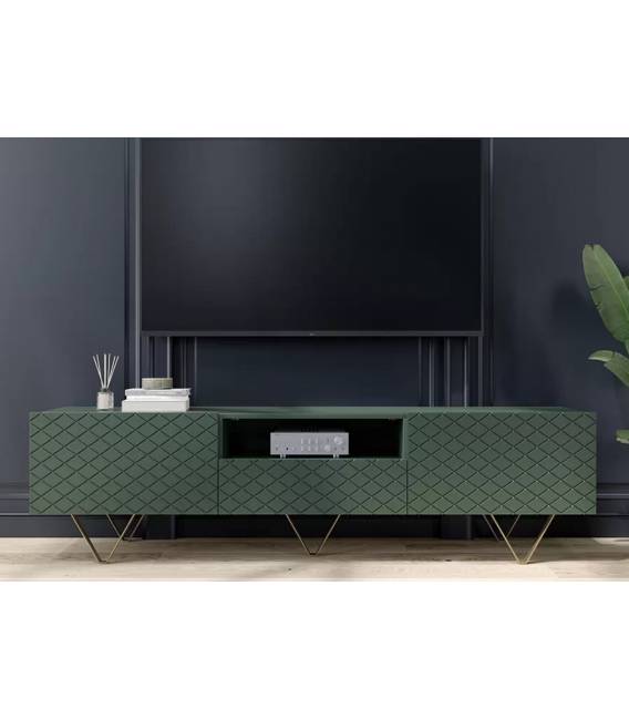TV staliukas ALIA 190x42 žalias/auksinės kojos