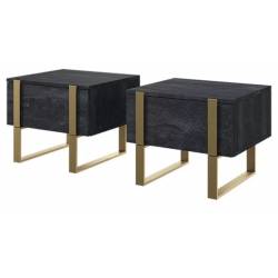 Naktinių staliukų kompl. ERICA 50x40 grafitas/auksinės kojos (2 vnt.)