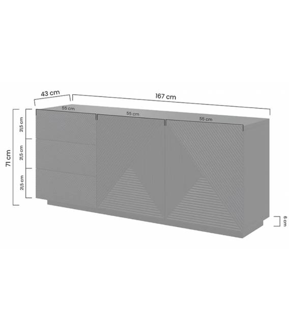 Komoda TASHA 167x43 matinė juoda