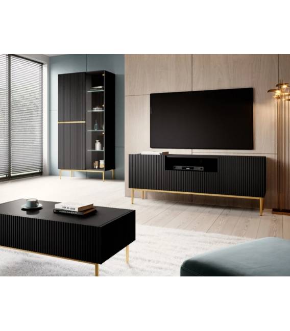 TV staliukas NICOLE 150x45 juodas/auksinės kojos