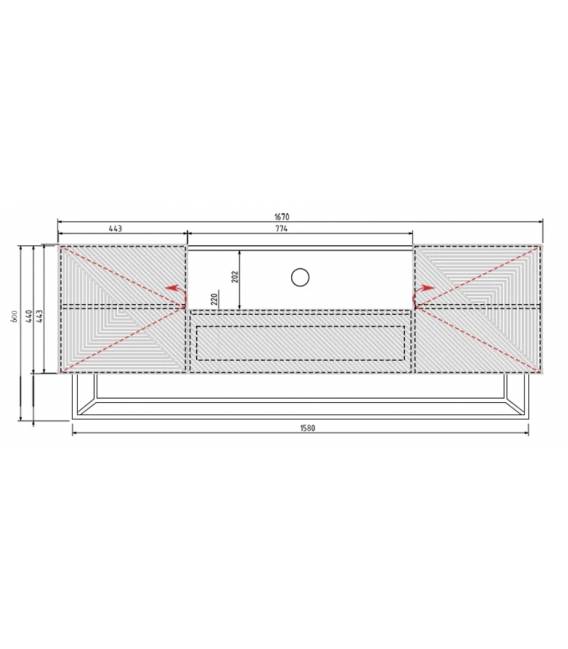 TV staliukas TASHA 167x40 matinė juoda