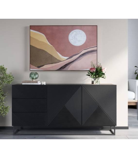 Komoda TASHA 167x43 matinė juoda