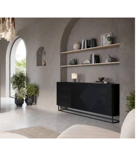 Komoda TASHA 167x43 matinė juoda