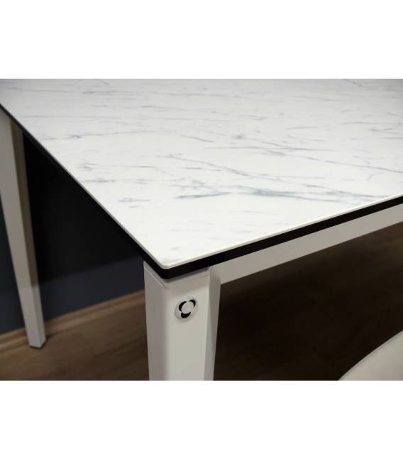 Išskleidžiamas stalas PENTAGON 160(260)x90 white alpi marble/matt optic white