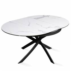 Išskleidžiamas stalas FIORE Ø110(155)x75 baltas su pilku/juoda koja