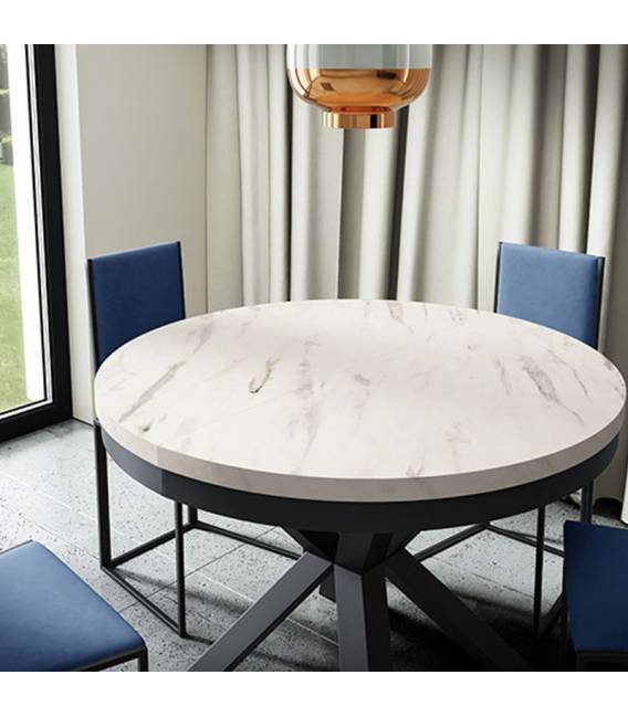 Išskleidžiamas stalas VIGUS Ø100(176) marmo bianco