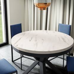 Išskleidžiamas stalas VIGUS Ø100(176) marmo bianco