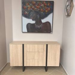 Komoda ERICA 150x45 ąžuolinė/juodos kojos