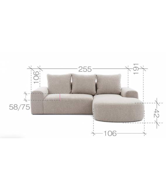 Minkštas kampas ARES 255x191 smėlio