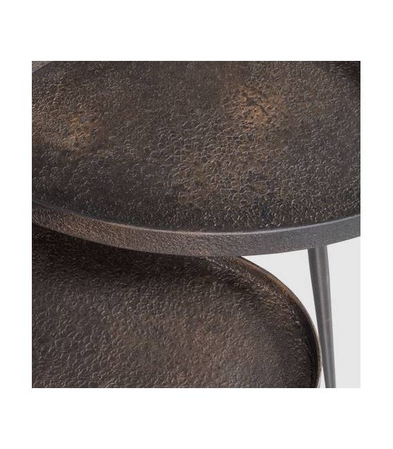 Šoninių staliukų komplektas CRUDE 54x41 rudai juodas