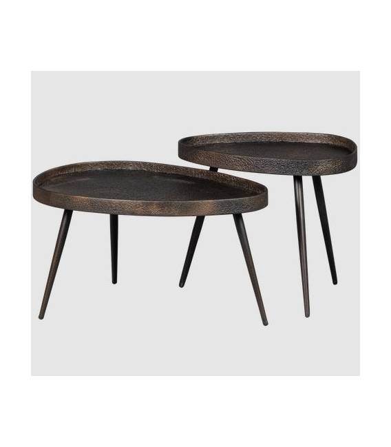 Kavos staliukų komplektas CRUDE 54x41 rudai juodas (2vnt.)