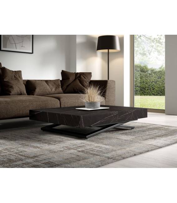 Transformuojamas kavos staliukas EXALTO 120(210)x80 black pietra