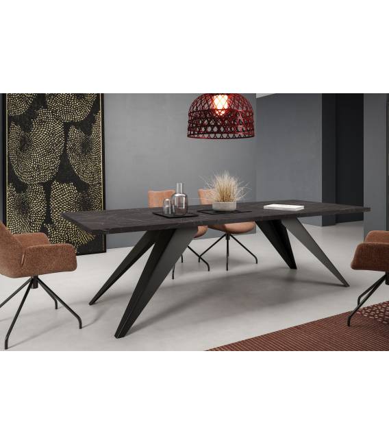 Išskleidžiamas stalas PASO 160(260)x90 black pietra grigia