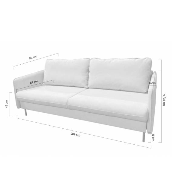 Sofa lova TEILI 209x98 pilka/juodos kojos