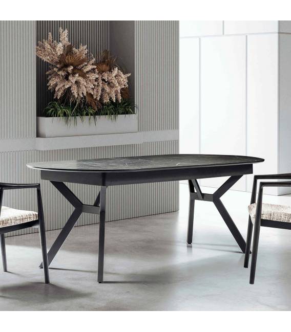 Išskleidžiamas stalas BEAR 206(286)x103 royal marble/ black