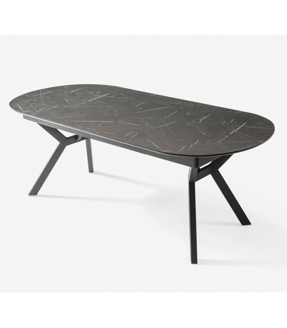 Išskleidžiamas stalas BEAR 206(286)x103 royal marble/ black