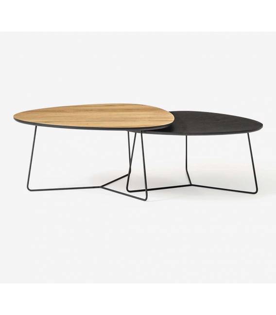 Kavos staliukų komplektas MOON 90/80 legnano/black beton