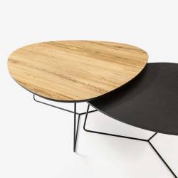 Kavos staliukų komplektas MOON 90/80 legnano/black beton