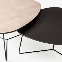 Kavos staliukų komplektas MOON 90/80 light beton/black beton