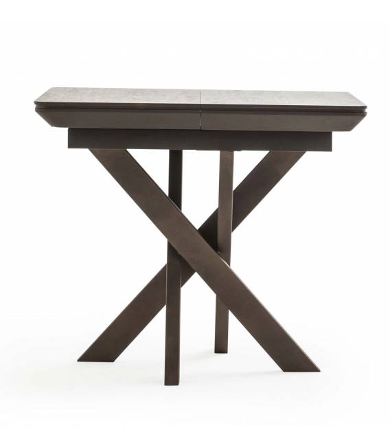 Išskleidžiamas stalas GRANDE 90(180)x90 travertin/ ruda koja