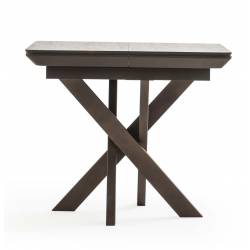 Išskleidžiamas stalas GRANDE 90(180)x90 travertin/ ruda koja