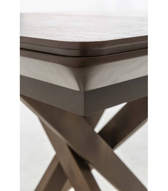 Išskleidžiamas stalas GRANDE 90(180)x90 travertin/ ruda koja