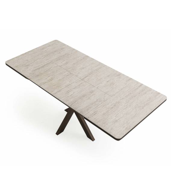 Išskleidžiamas stalas GRANDE 90(180)x90 travertin/ ruda koja