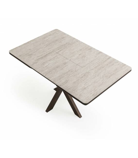 Išskleidžiamas stalas GRANDE 90(180)x90 travertin/ ruda koja