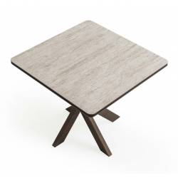 Išskleidžiamas stalas GRANDE 90(180)x90 travertin/ ruda koja