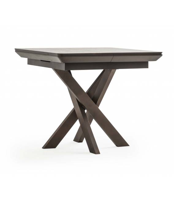 Išskleidžiamas stalas GRANDE 90(180)x90 travertin/ ruda koja