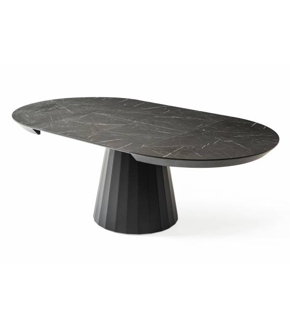 Išskleidžiamas stalas JAZZ Ø130(230) royal marble/ black