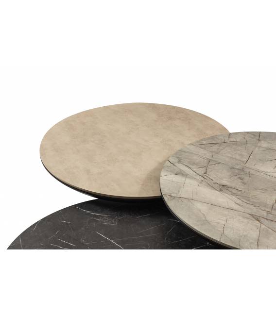 Išskleidžiamas stalas OCEAN Ø130(230) light beton/ rudos kojos