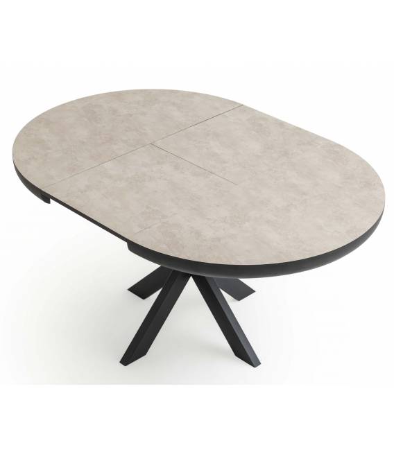 Išskleidžiamas stalas SPIDER Ø110(206)x76 light beton