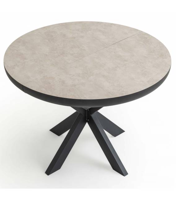 Išskleidžiamas stalas SPIDER Ø110(206)x76 light beton