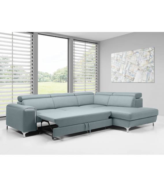 Minkštas kampas AVONEGA 280x225 melsvas