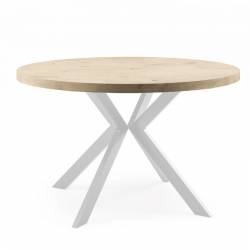 Išskleidžiamas stalas EDEN Ø90(166) artisan oak/balta koja