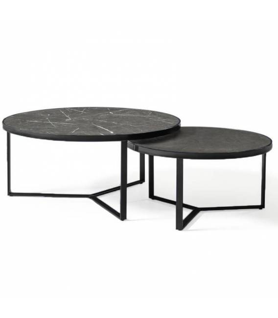 Kavos staliukų komplektas MERCEDES Ø90/Ø70 royal marble/ black