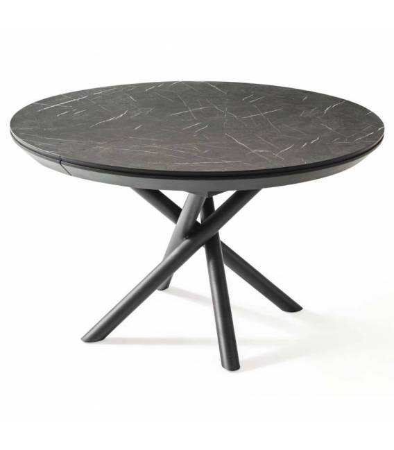 Išskleidžiamas stalas OCEAN Ø130(230) royal marble / juoda koja