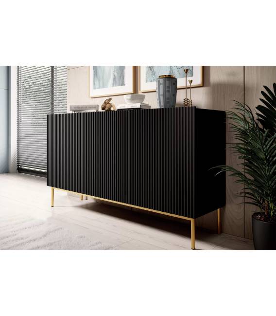 Komoda NICOLE 150x45 juoda/auksinės kojos