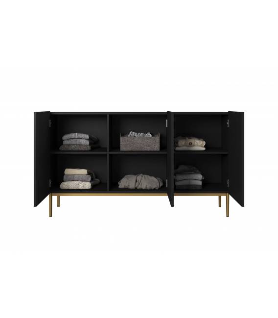 Komoda NICOLE 150x45 juoda/auksinės kojos