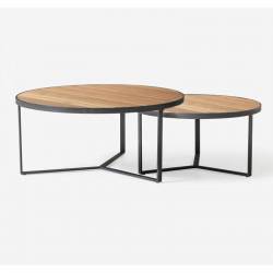 Kavos staliukų komplektas MERCEDES Ø90/Ø70 american walnut/ black