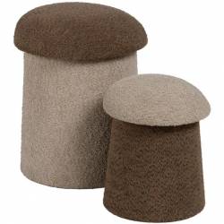 Pufai MUSHROOM 40x48 / 30x38 beige/rudas (2 vnt.)