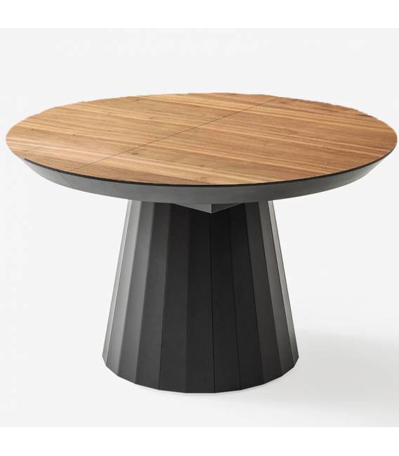 Išskleidžiamas stalas JAZZ Ø130 american walnut/ black