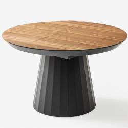 Išskleidžiamas stalas JAZZ Ø130 american walnut/ black