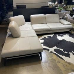 Minkštas kampas ANDREA 310x250 pilkšvas/ natūrali oda